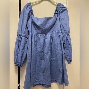Reformation Blue Baby Doll Long Sleeve Dress